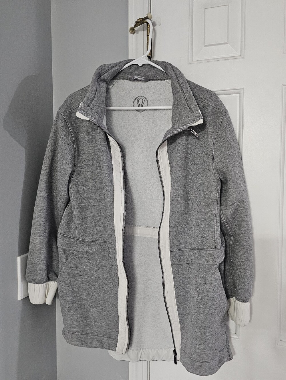 Lululemon Gray Zip-Front Jacket with Ivory Trim